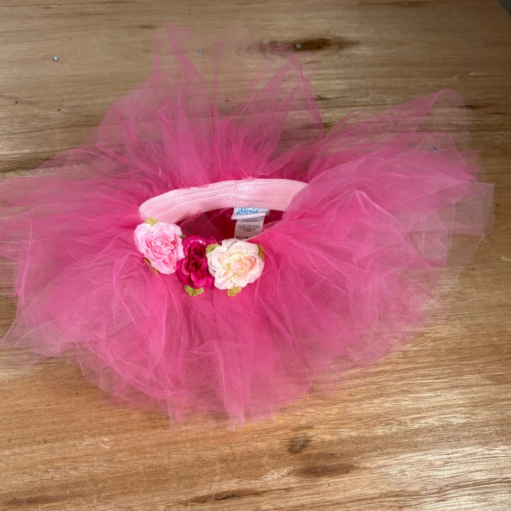 Great Pretenders Pink Tulle Tutu Skirt Floral Accent Toddler 12-24m 8427